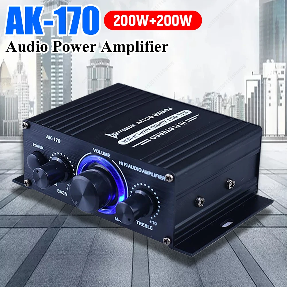 

Усилитель мощности Pro Беспроводной Bluetooth-совместимый Hi-Fi аудиоусилитель мощности 200 Вт + 200 Вт 2-канальный с входом RCA