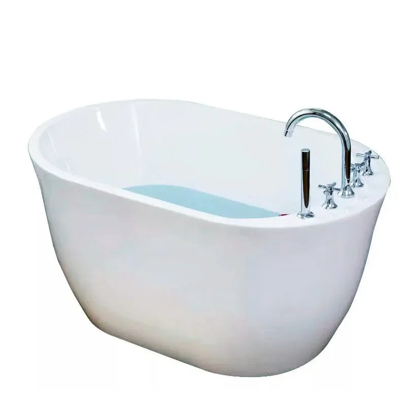 Deep Japanese Soaking Tub Seamless Acrylic Freestanding Bath for Small Apartment Adults Compact Design
