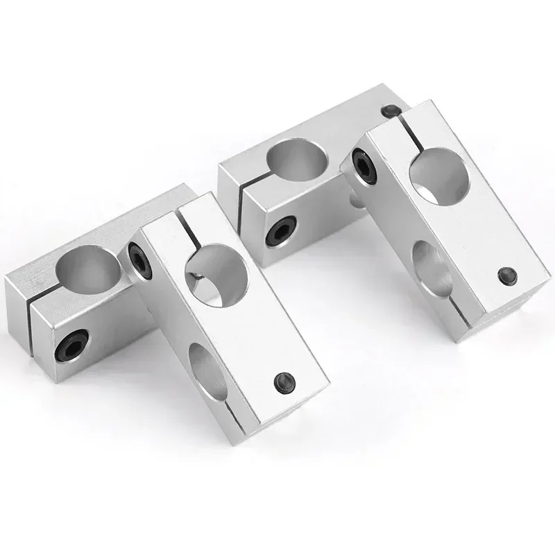 4pcs Shaft Support Vertical Pillar Fix Cross Clamp Optical Axis  Diameter Fasten Steel Rod Bracket Connect Block Aluminum 8-32mm