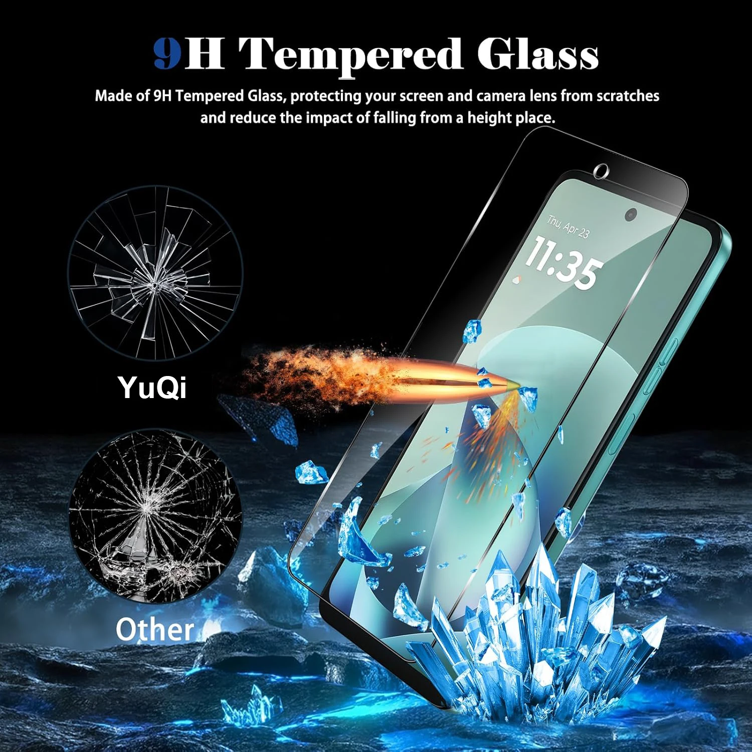 Displayschutzfolie für Motorola Moto G57 Power 6,72 Zoll, gehärtetes Glas, HD 9H, transparent, klar, kratzfest, freundlich – Detail 2