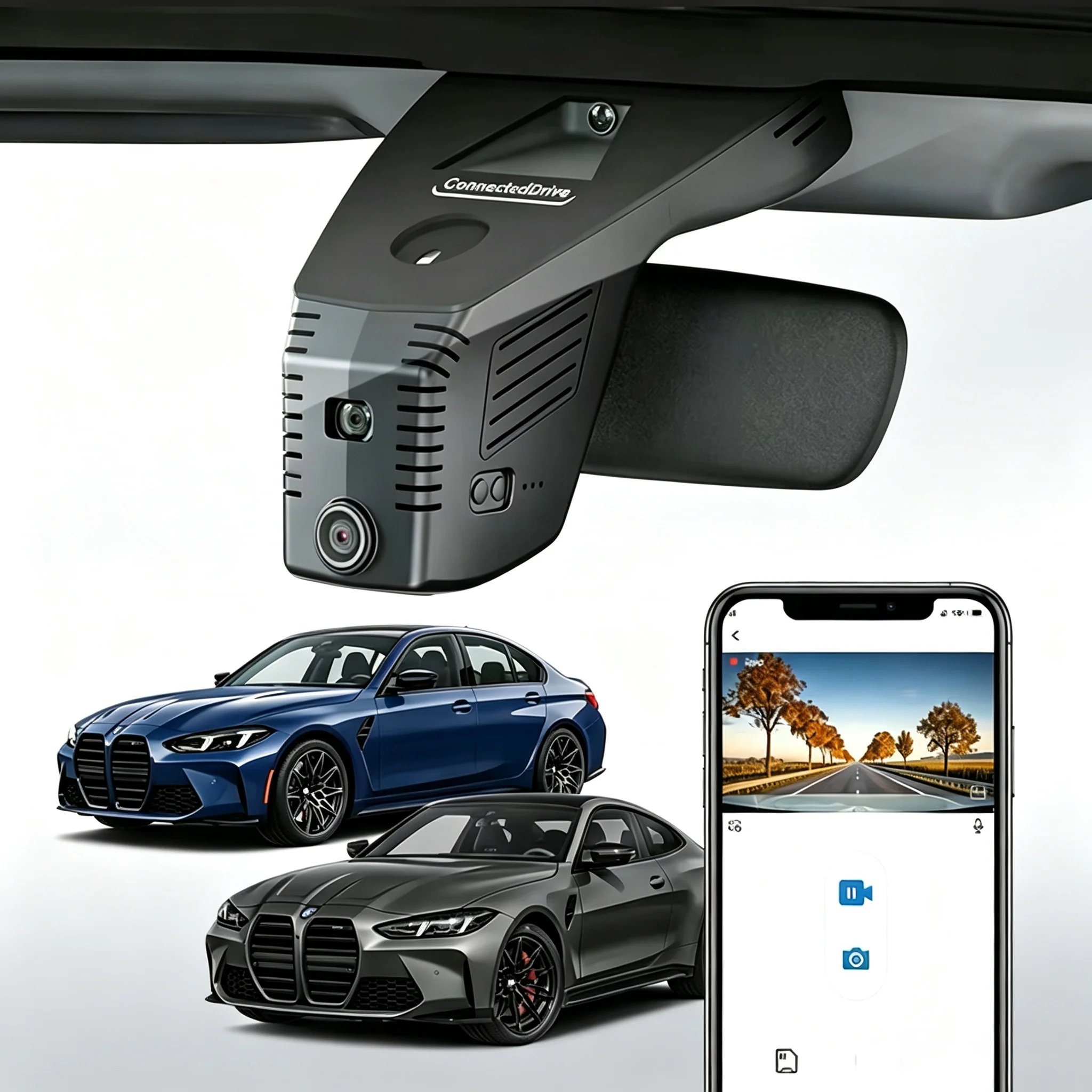 4K Dual Recording Car Dash Cam with GPS WiFi Mobile Connection Rain Sensor Seamless Power Extraction