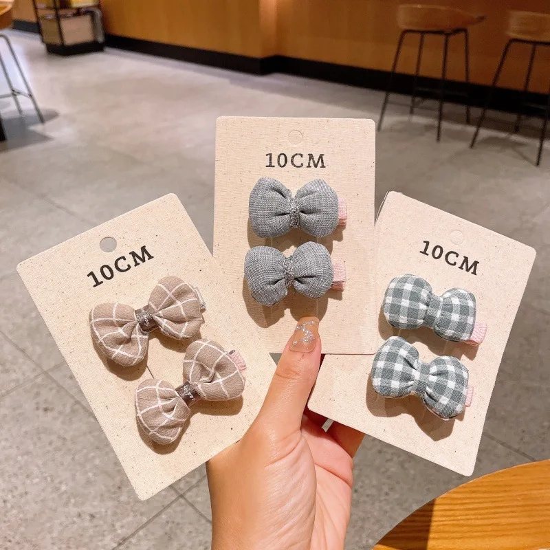 

Мини-бантик для маленьких девочек, заколка для волос с 3D клетчатым бантом, заколка ручной работы, милая детская челка, зажим для волос, аксессуары для волос, заколки для волос для детей ZX07