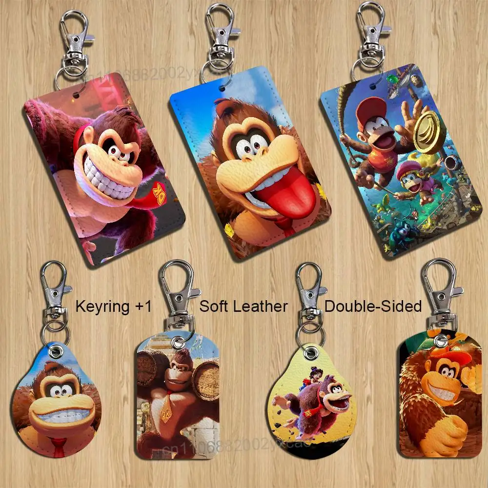 

cool DK monkey Donkey Kong Card Holder Keychain Key Ring Door Lock Access Protective Case For Security Gift