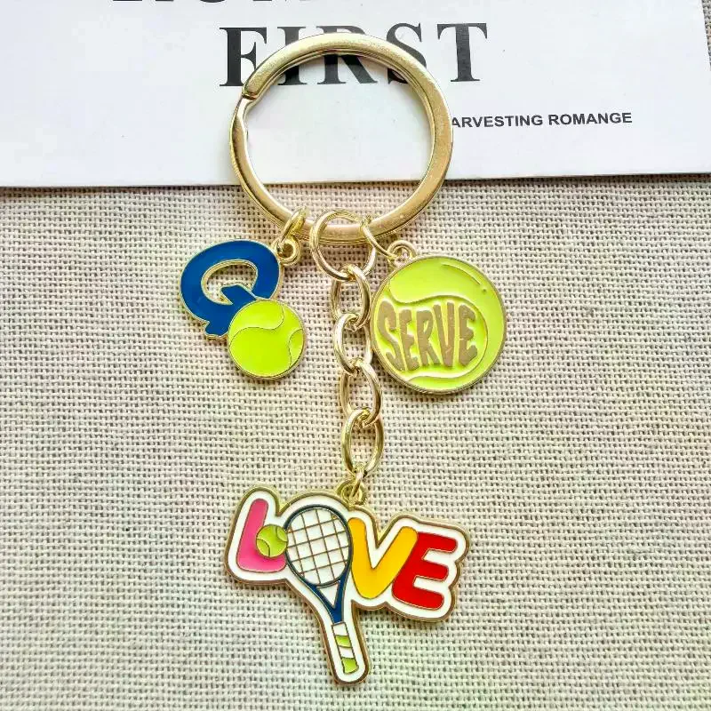 Keychain Tennis Party Favors Tennis Ball Key Ring Tennis Bag Pendant Sports Keychain For Boys Girls School Carnival Reward Mini