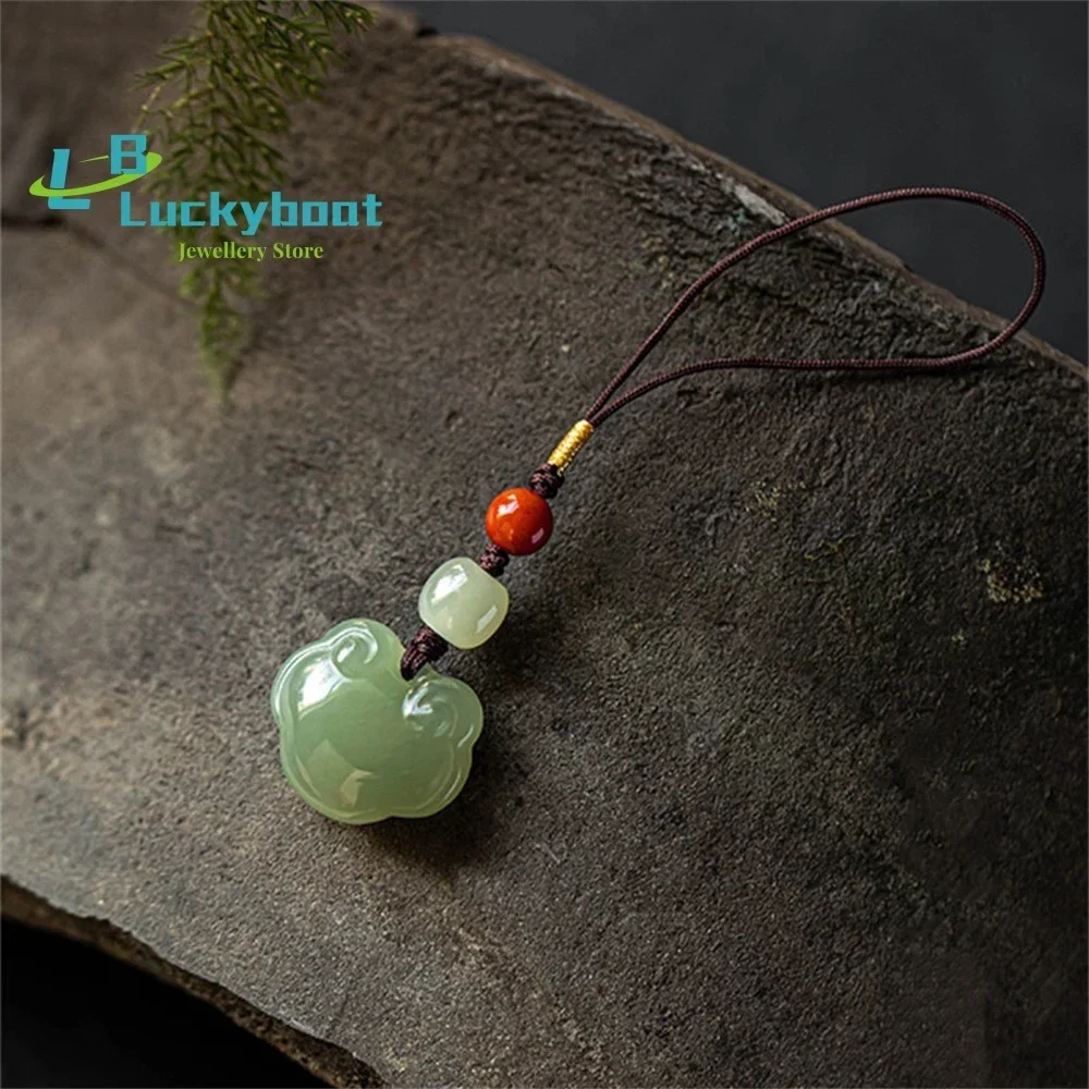 Hetian Jade Ruyi Mobile Phone Chain DIY Style Literary Short Female Pendant U Disk Pendant Simple And Generous