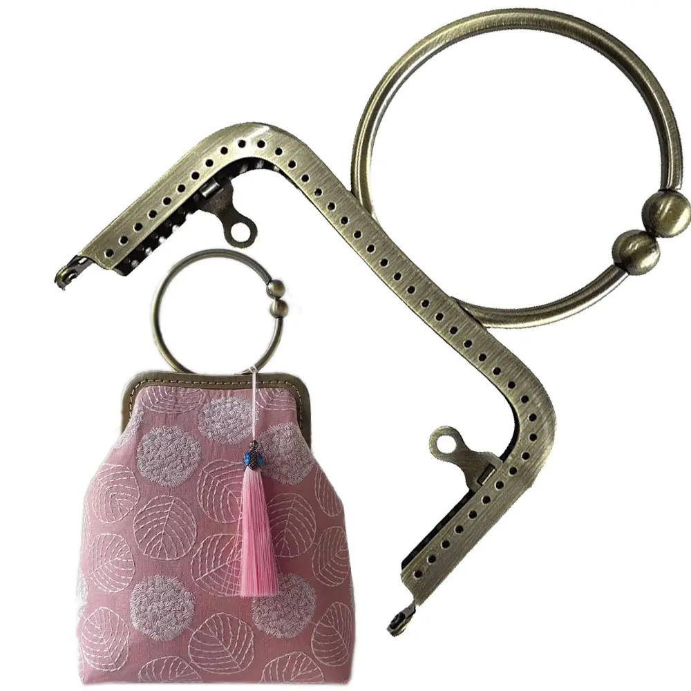 

10 шт. 12,5 см, античная бронза, светло-золотистая, большая кольцевая ручка, металлическая рамка-застежка для сумок, оптом