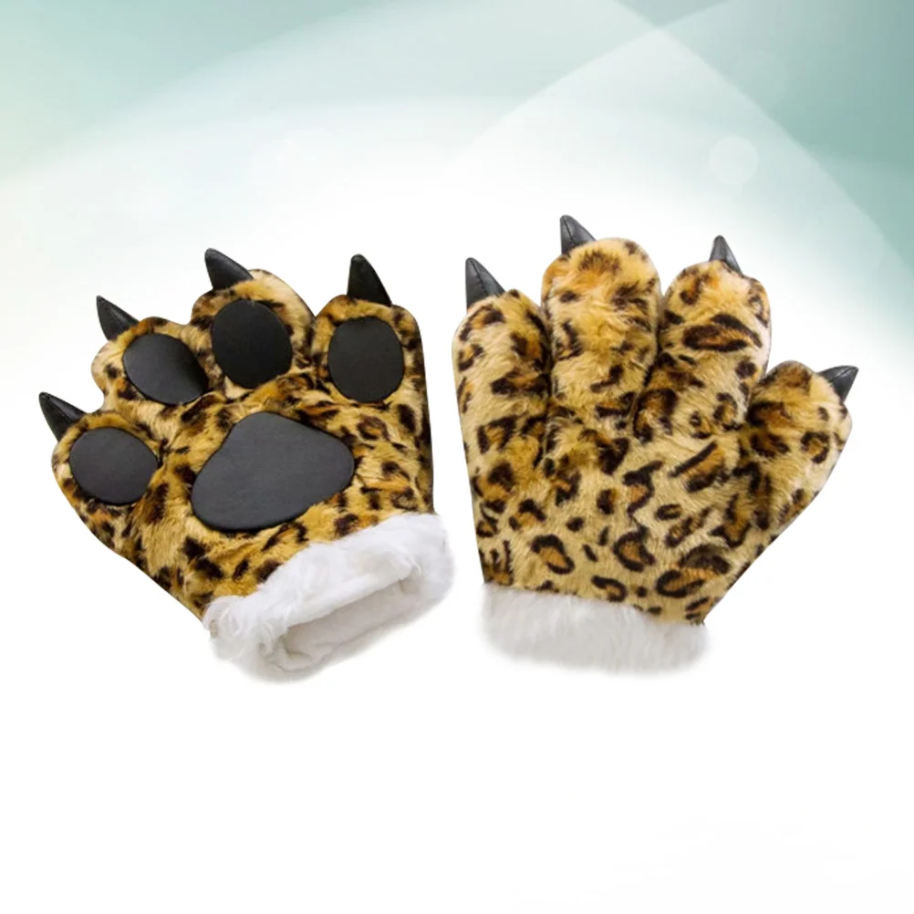 Gloves Palm Paw Animal Animals Plushclaw Glove Paws Cat Tiger Costume Cosplay Cartoon Bear Simulation Furry Mittens Winter