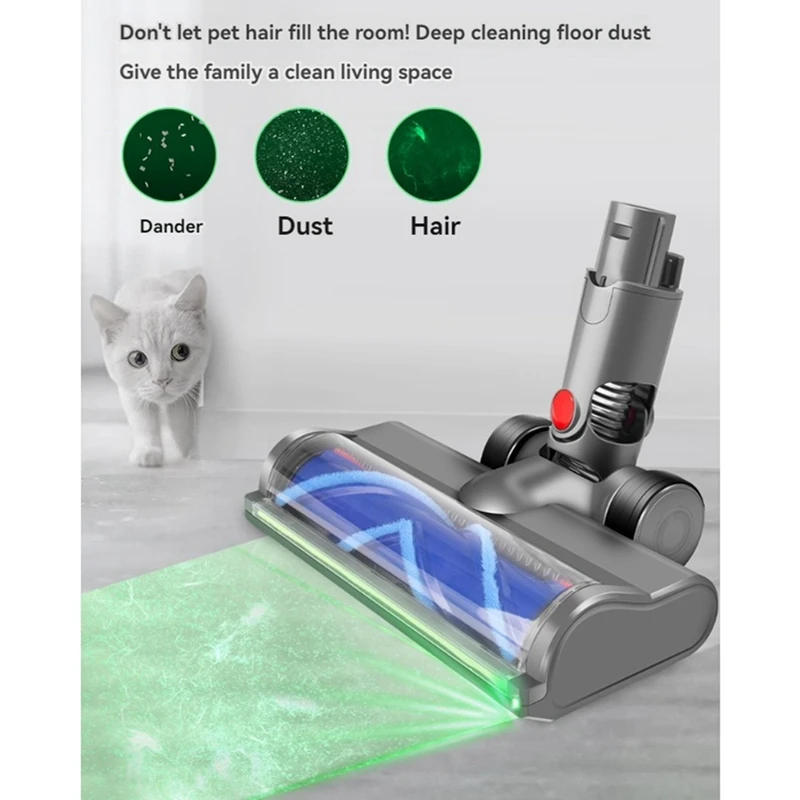 ダイソン用ダイレクトドライブブラシヘッド,LEDダストライト付きバキュームアタッチメント,v6,dc58,dc59,dc62,dc72