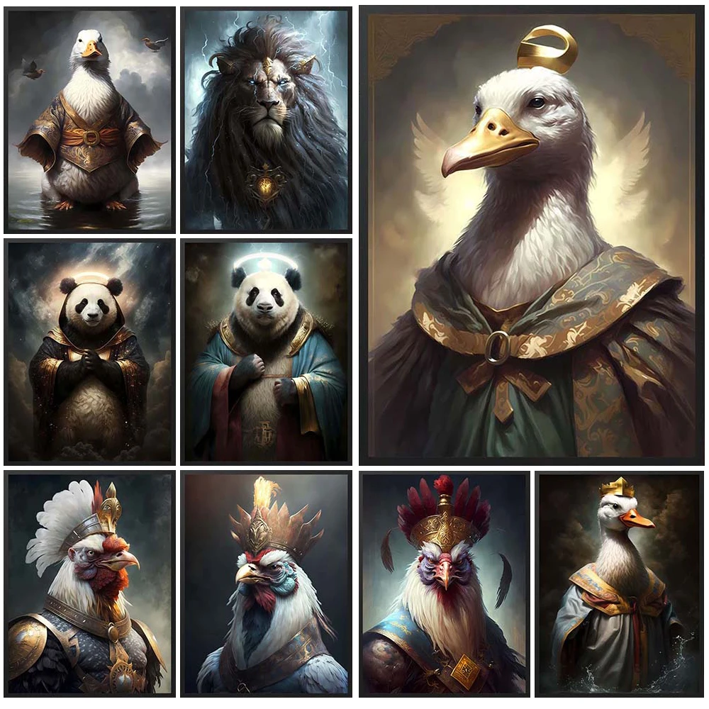 Chicken Magical Duck Mystical Creatures Portrait Wall Pictures For Living Room Nordic Poster Wall Art Canvas Painting Unframed