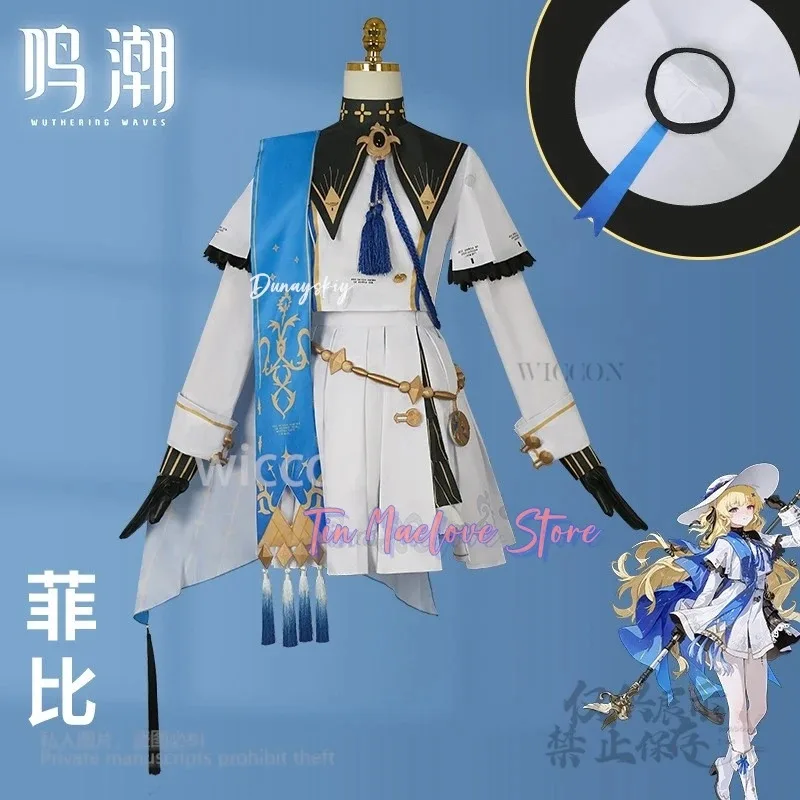 

a7d@Anime Game Wuthering Waves Phoebe Cosplay Costume Outfits Hat Girls Women Halloween Party Yellow Wig Fancy Suit Customized