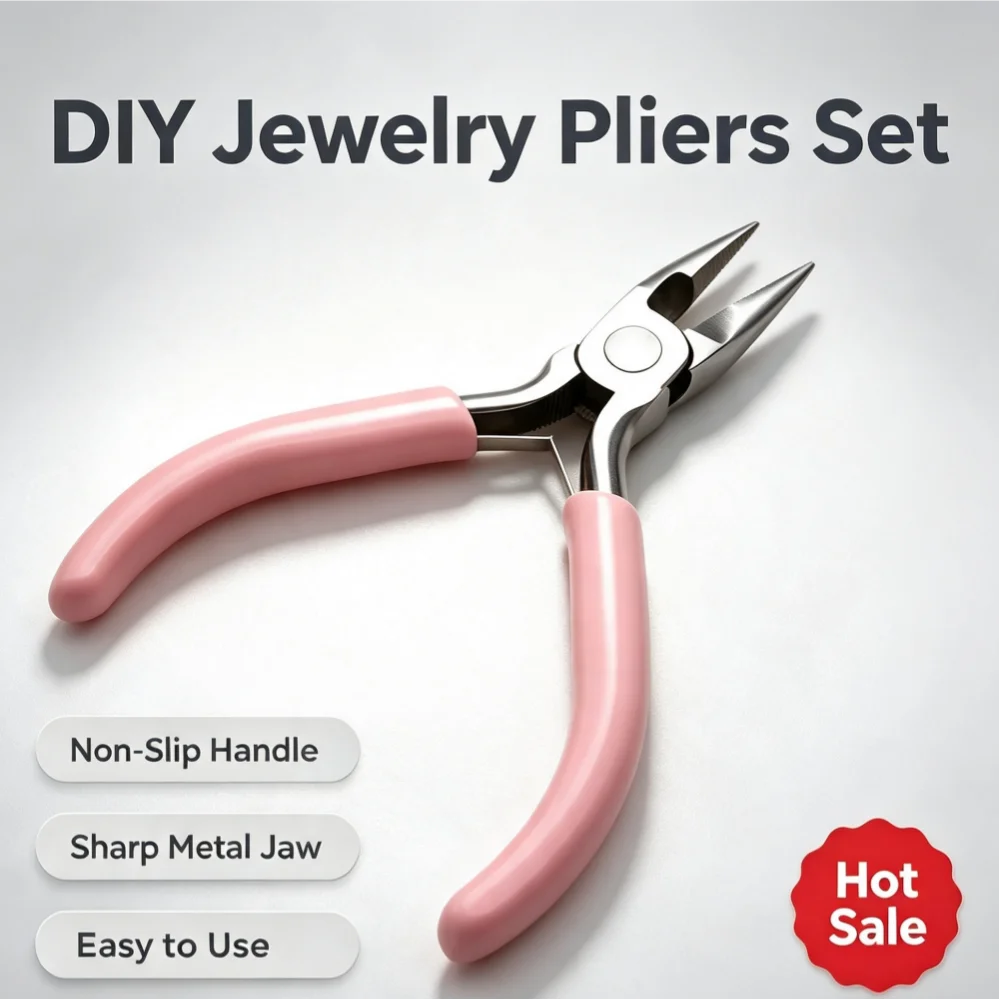 Fashion Multi-functional Mini Pink-handled Alloy Pliers Set for Manual DIY Necklace and Bracelet Beading Tools Wholesale Supply