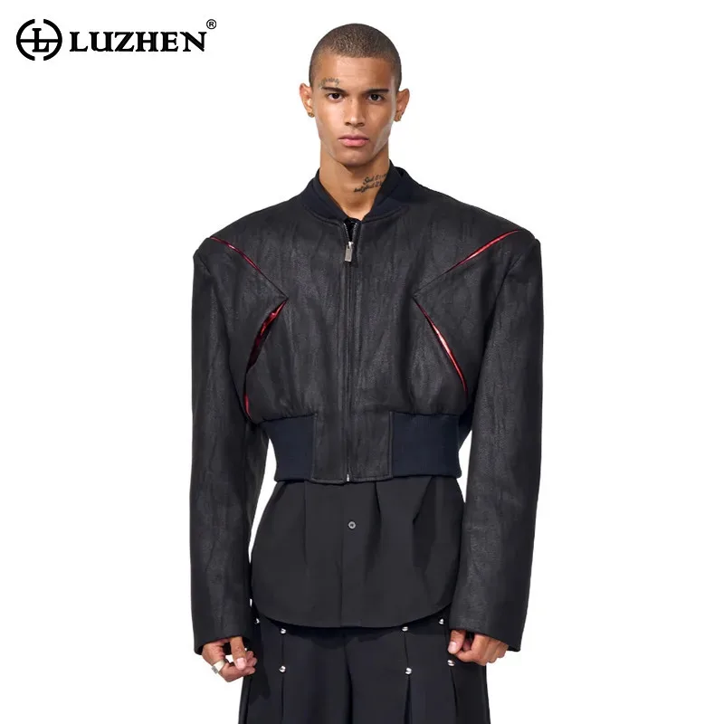 

LUZHEN 2025 New Fashion Original Hollow Splicing Design Casual Short Jacket Men's Trendy Handsome Street Handsome Clothes JY5378