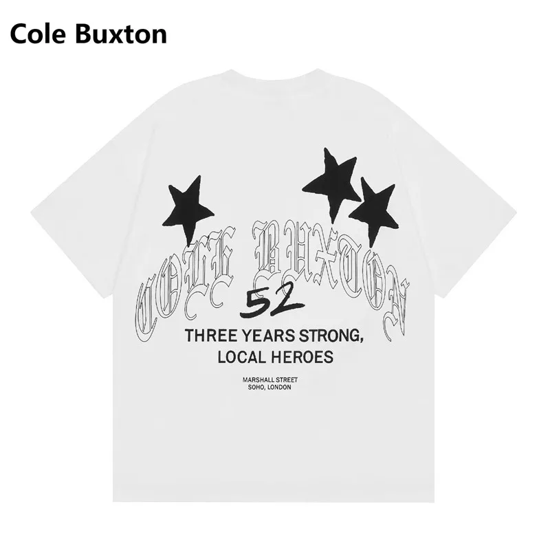Cole Buxton Minimalist Slogan Western Streetwear Brand Relaxed-Fit Pure Cotton Short-Sleeve T-Shirt Base