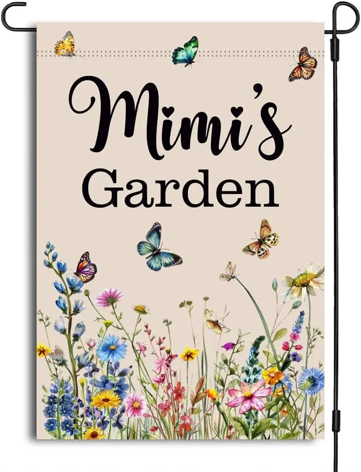 Mimi's Garden Flag - Outdoor Garden Flag With Wildflowers And Butterflies - Spring Summer Yard Decor - Mothers Day - Bir PPZ