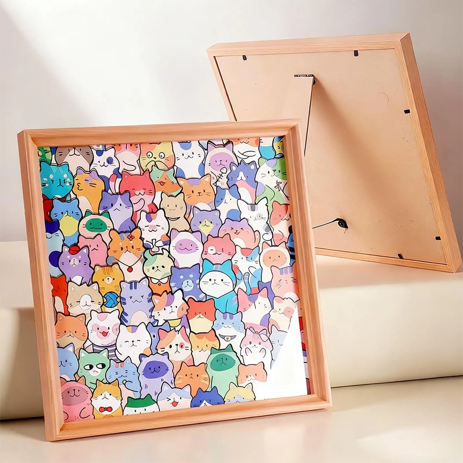 Rompecabezas para adultos, rompecabezas de madera 2 en 1 con diseño de gato animal coleccionable, marco de fotos para adultos, mujeres, niños, niñas y jóvenes