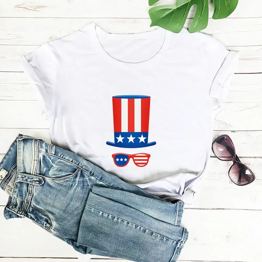 Independence Day pattern T-shirt Fashion City trend Summer street rock hip Hop men and women suitable harajuku vintage T-shirt