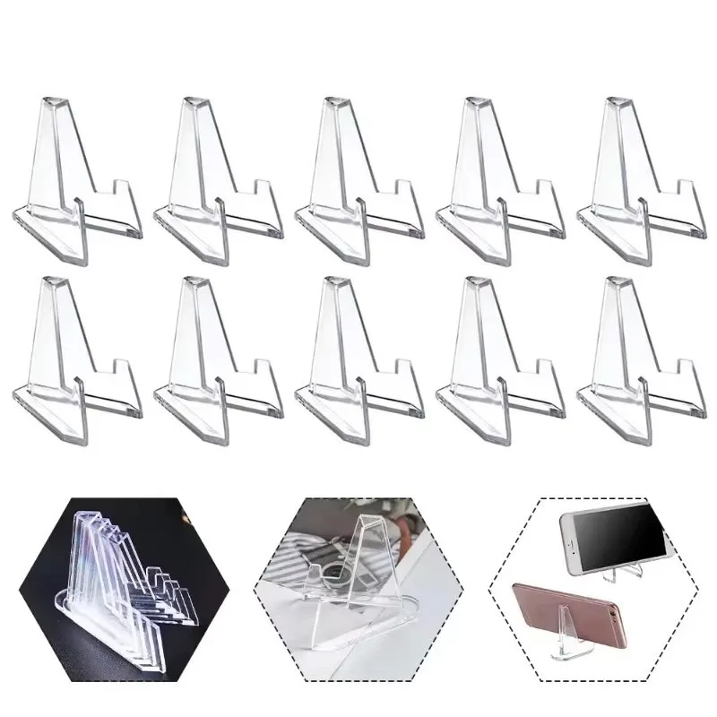 1-10Pcs Transparent Acrylic Commemorative Coin Display Stand Medal Triangle Support Photo Badge Color Paper Display Stand