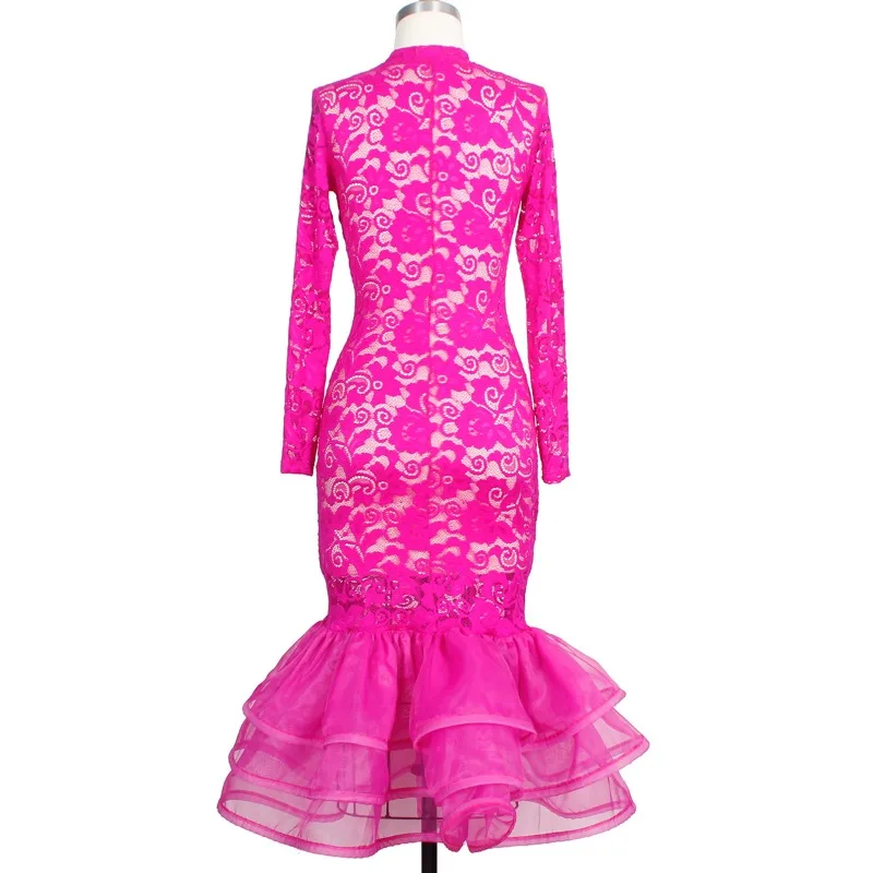 Rosa vermelha o pescoço puff meia manga vestido babados glitter cocktail vestido pacote hip elegante fino ajuste feminino vestidos de festa à noite