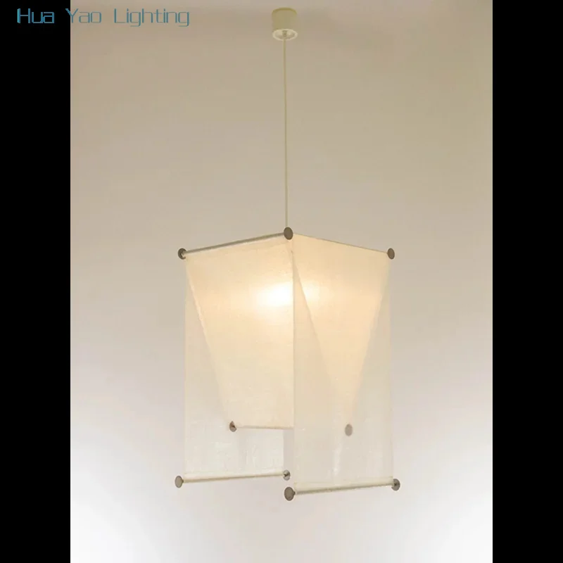 Japanese Style Silent Wind Chandelier Retro Fabric Hanging Lamp Curtain Pendant Lights Living Room Dining Room Bedroom Lamp
