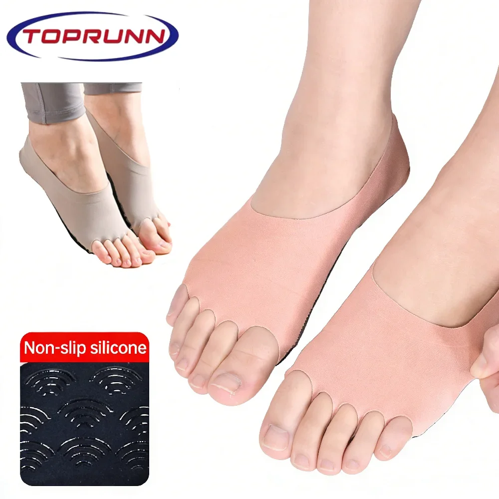1Pair Toeless Yoga Socks for Women,Pilates Socks Non Slip Grip Socks Suitable for Ballet,Plasticity,Dance,Home,Training