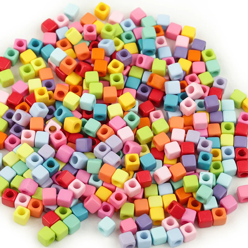 100PCS Acrylic Square Beads, 7x7mm Solid Color Spacer Beads for DIY Bracelet, Necklaces, Earrings, Jewelry and Crafts Making