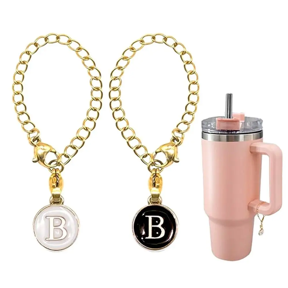 

Creative White/Black Letter Charm for Cup Personalized Initial Name Water Cup Handle Chain with Buckle Hanging Handle Charm Bags