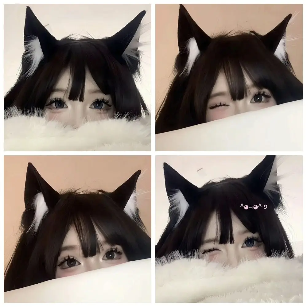 Pluszowa opaska z uszami kota kobiety dziewczęta Cosplay opaska do włosów zabawna śliczna Lolita obręcz do włosów akcesoria do włosów