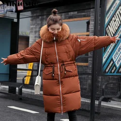 Warm 1 Fur Hooded Quilted Coat Winter Jacket Woman 2022 Fashion Solid Color Zipper Down Cotton Parka clothes Slim Outwear