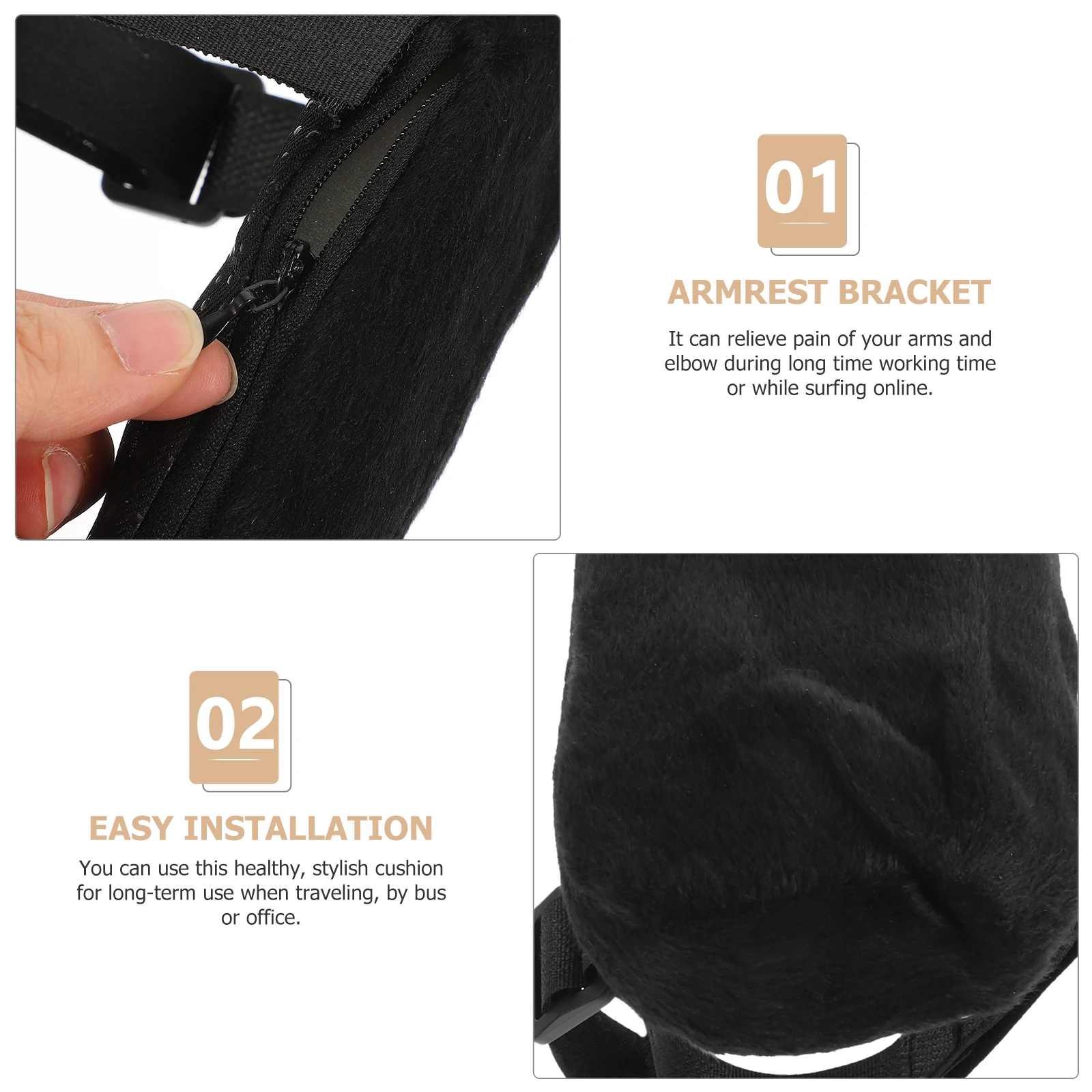 

2pcs Armrest Cushion for Dining Office Supplies Chair Office Pads Sponge Black Ergonomic Desk Home Universal Fit Gaming