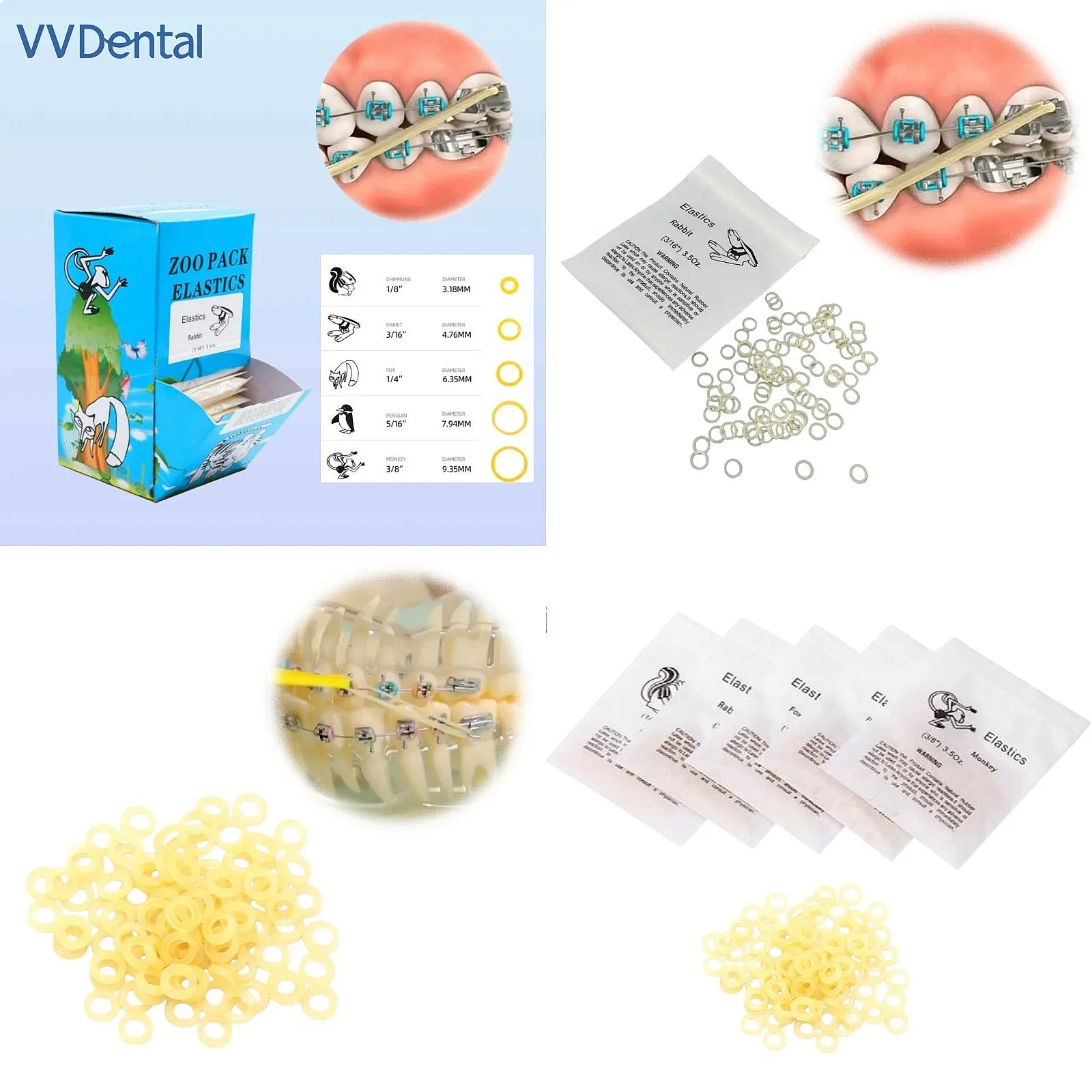 Dentals 1Box Orthodontic Rubber Bands Ligation O-Ring Braces Elastics Animal Traction