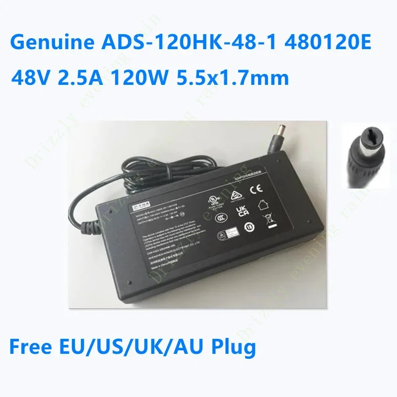 Genuine 48V 2.5A 120.0W 5.5x1.7mm FOR Honoto ADS-120HK-48-1 480120E Power Supply AC Adapter For Hikvision POE Charger