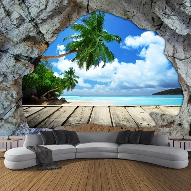 papel-de-parede-personalizado-3d-com-cenario-de-praia-e-rocha-vista-para-o-mar-para-sala-de-estar-fundo-de-tv-quarto-restaurante-coqueiro-ceu-azul-prancha