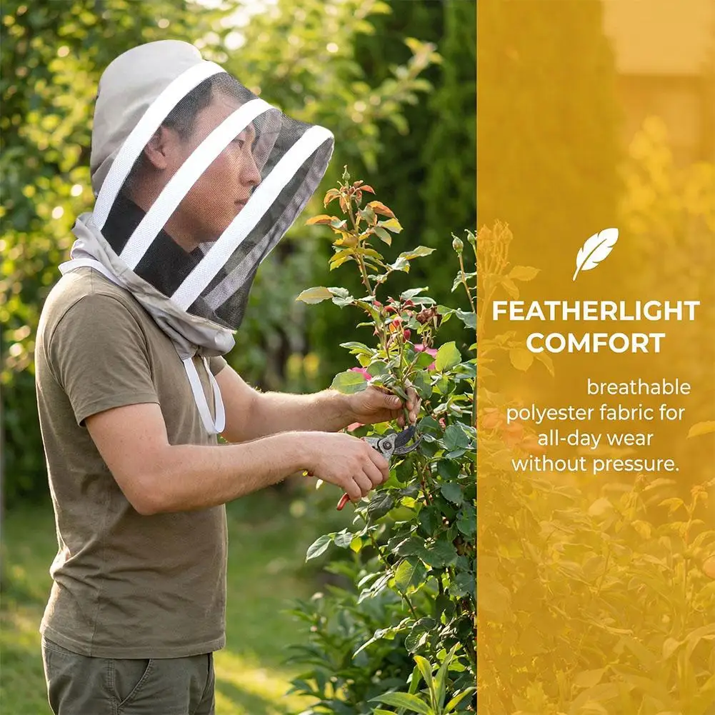 Beekeeping Protective Hood Anti Bee Hat Face Mask Beekeeping Cowboy Hat Mosquito Bee Insect Net Veil Head Face Protector Beekeep