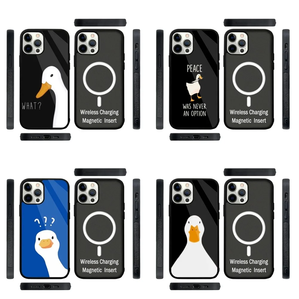 

Cartoon Doubt Duck Clear Phone Case Strong Magnetic For IPhone 15,14,13,Pro,Max,Plus,11,12,Mini For Magsafe Wireless Charging