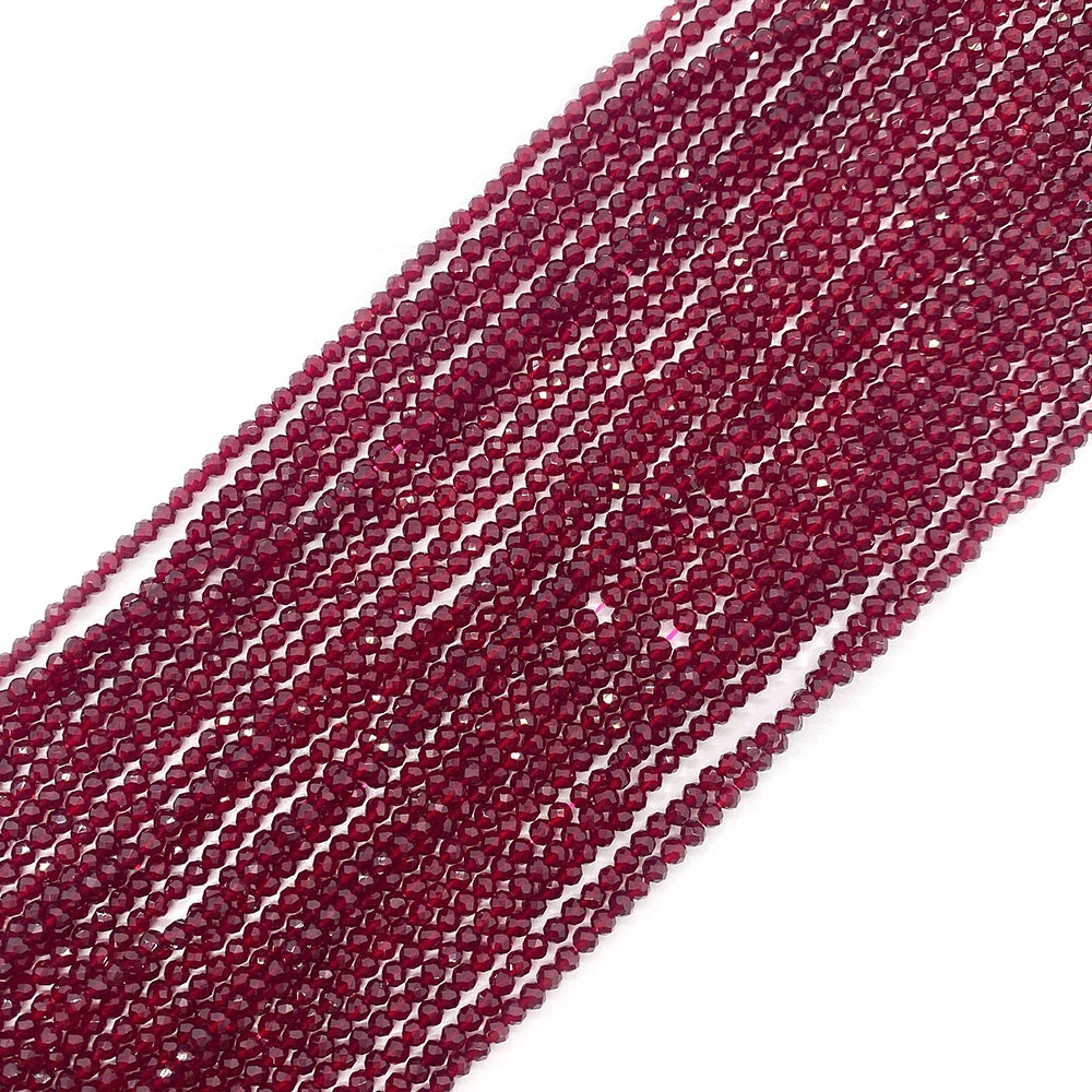 Natural Glass Spinel Stone Beads Facet Round Small Beads for Jewelry Making DIY Necklace Bracelet Dark Red 2mm3mm Accessories