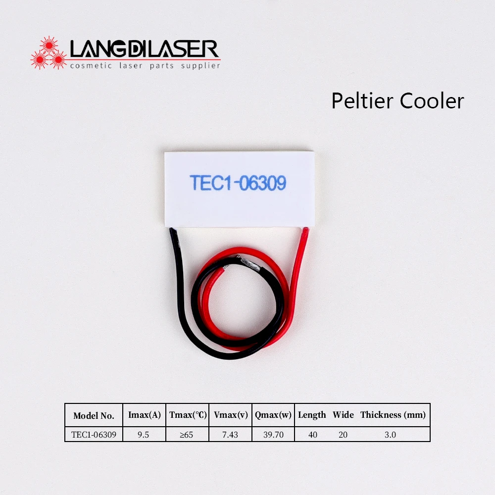 Peltier Cooling-Plate TEC1-06309 For IPL Headpiece / Size: 40*20*3.0mm, 40mm Side With Cable, Cooling Paths