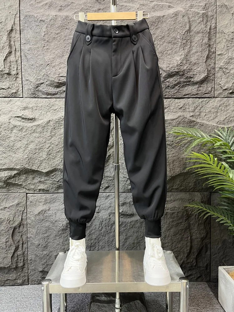 

Модные плиссированные брюки мужские осенне-зимние, черные, в стиле Harlan, повседневные, свободного кроя, молодежные, стильные