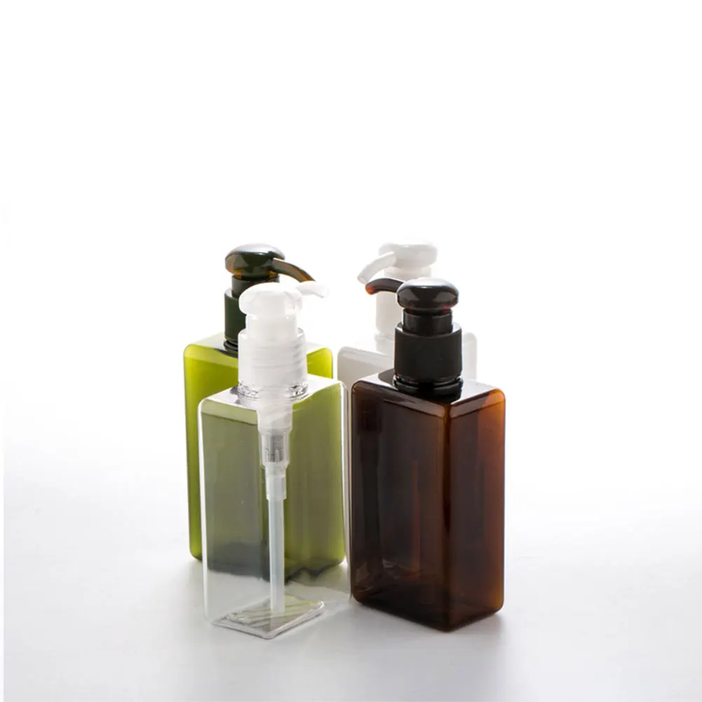 

3 Pcs Pump Bottles Gel Dispenser Shower Shampoo with Fashion Liquid Flat Square