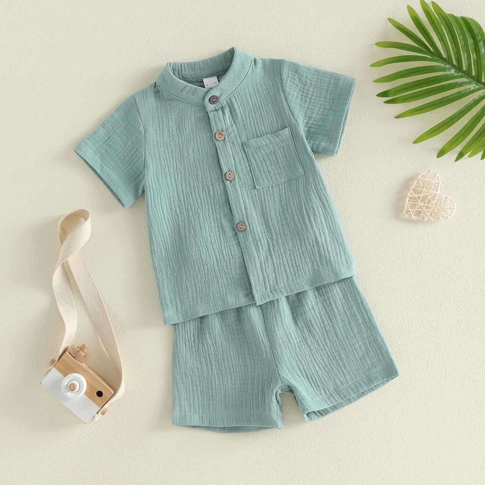 

Toddler Kids Baby Boys Summer Clothing Sets Cotton Linen Solid Color Short Sleeve Button Pocket Shirts+Shorts Casual Outfits