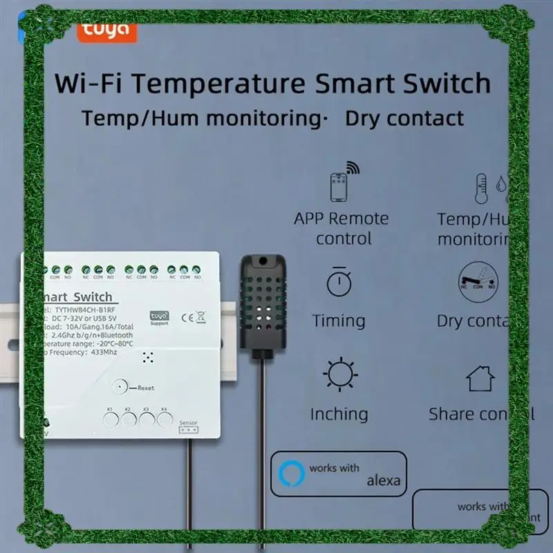 

24-часовая доставка Tuya Wi-Fi умный переключатель температуры и влажности умный переключатель постоянного тока 7-32 В умный переключатель работает с Smart Life