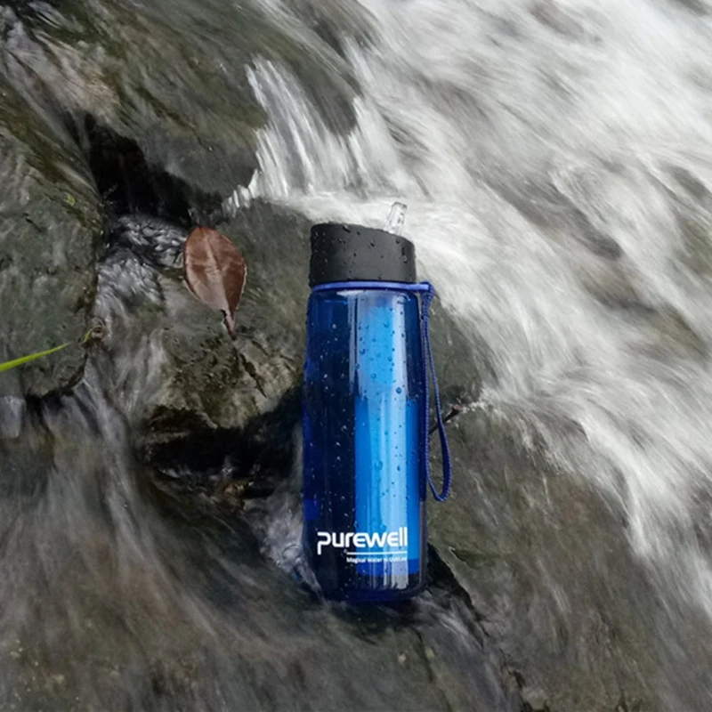 

Outdoor Water Filter Camping Water Filtration Bottle Purifier For Camping Hiking Traveling 650ML