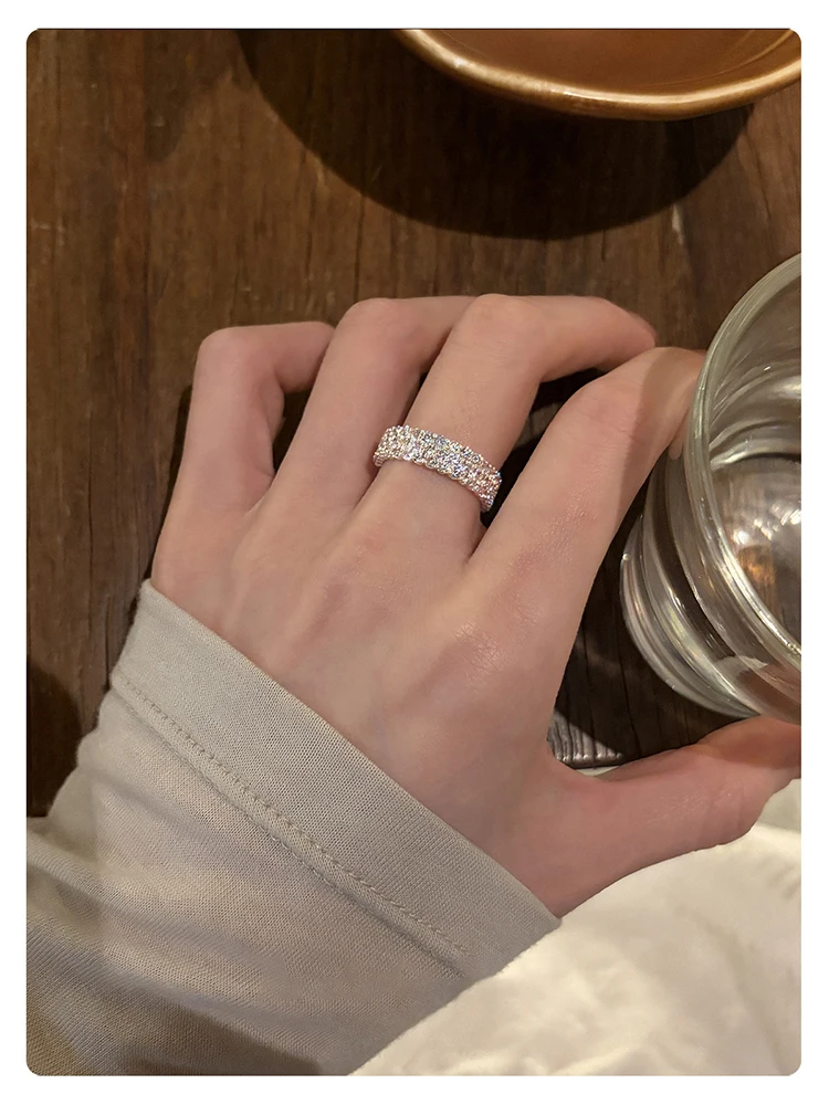 Ultra-Glänzende Luxus-Ringe mit Mikro-Zirkonia-Besatz, Offen Verstellbar, Silberfarben, für Damen, Eleganter Schmuck, Vielseitiges Finger-Accessoire – Detail 20