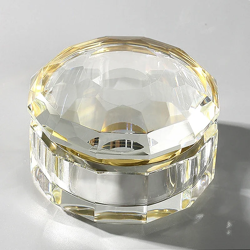Geometric Decorative Crystal Storage Jar Transparent Candy Jar Small Objects Jewelry Organizer Box Aromatic Liquid Container