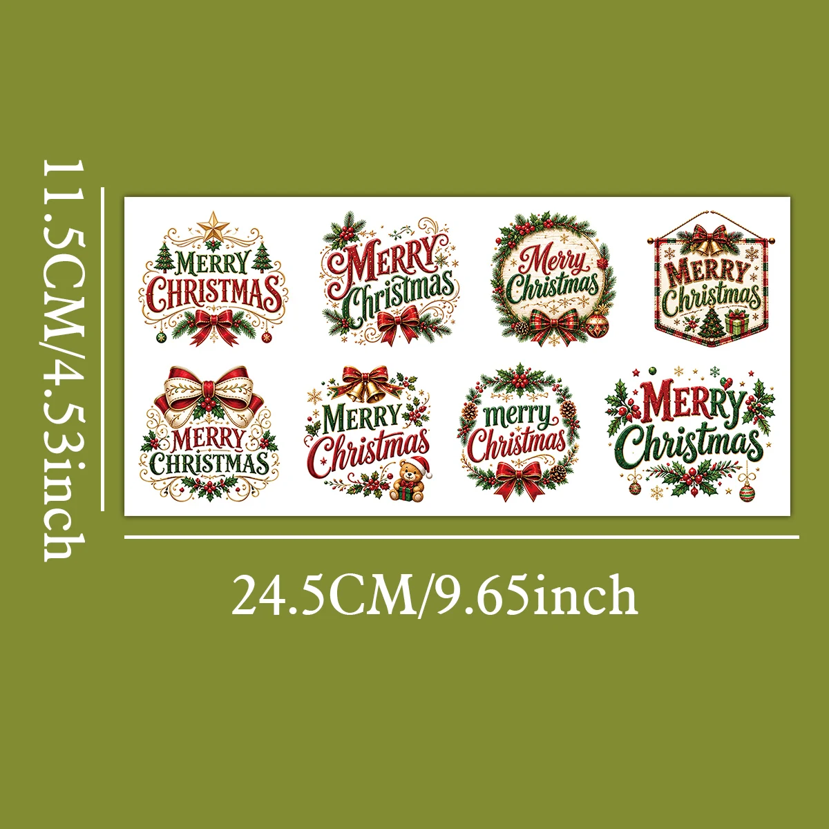 48 Stück - 6 Blätter Frohe Weihnachten UV-DTF-Transferaufkleber für Tassen, Glasgefäße, Ornamente, Fenster, Heimparty- und Feiertagsgeschenkdekorationen – Detail 6