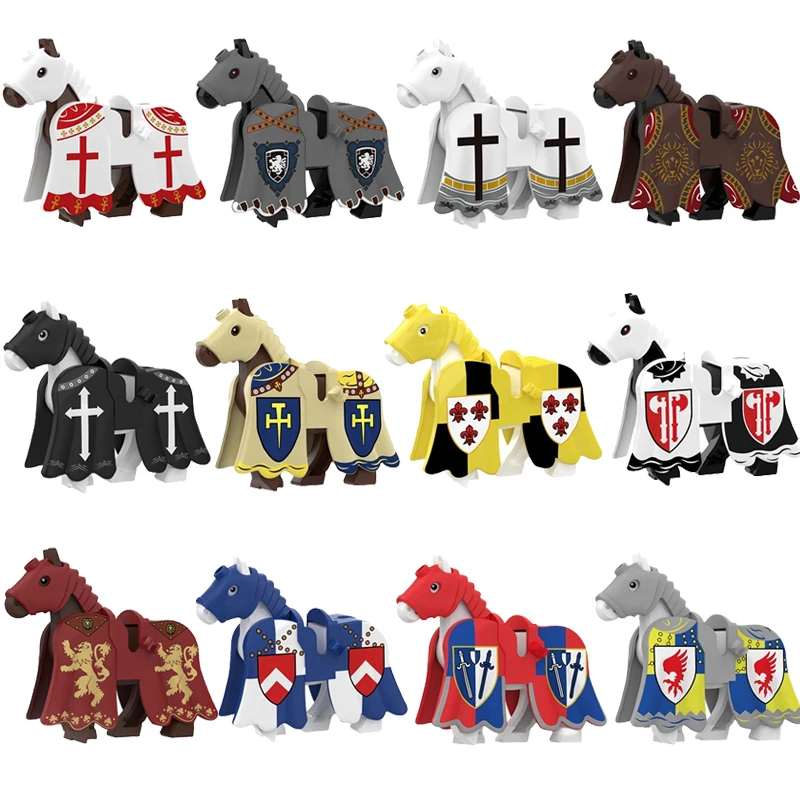 Medieval War of the Roses Ancient Famous Horse Templar Priest MOC Building Blocks Mount  Action Figure Toy Soldier Kid Gift K054