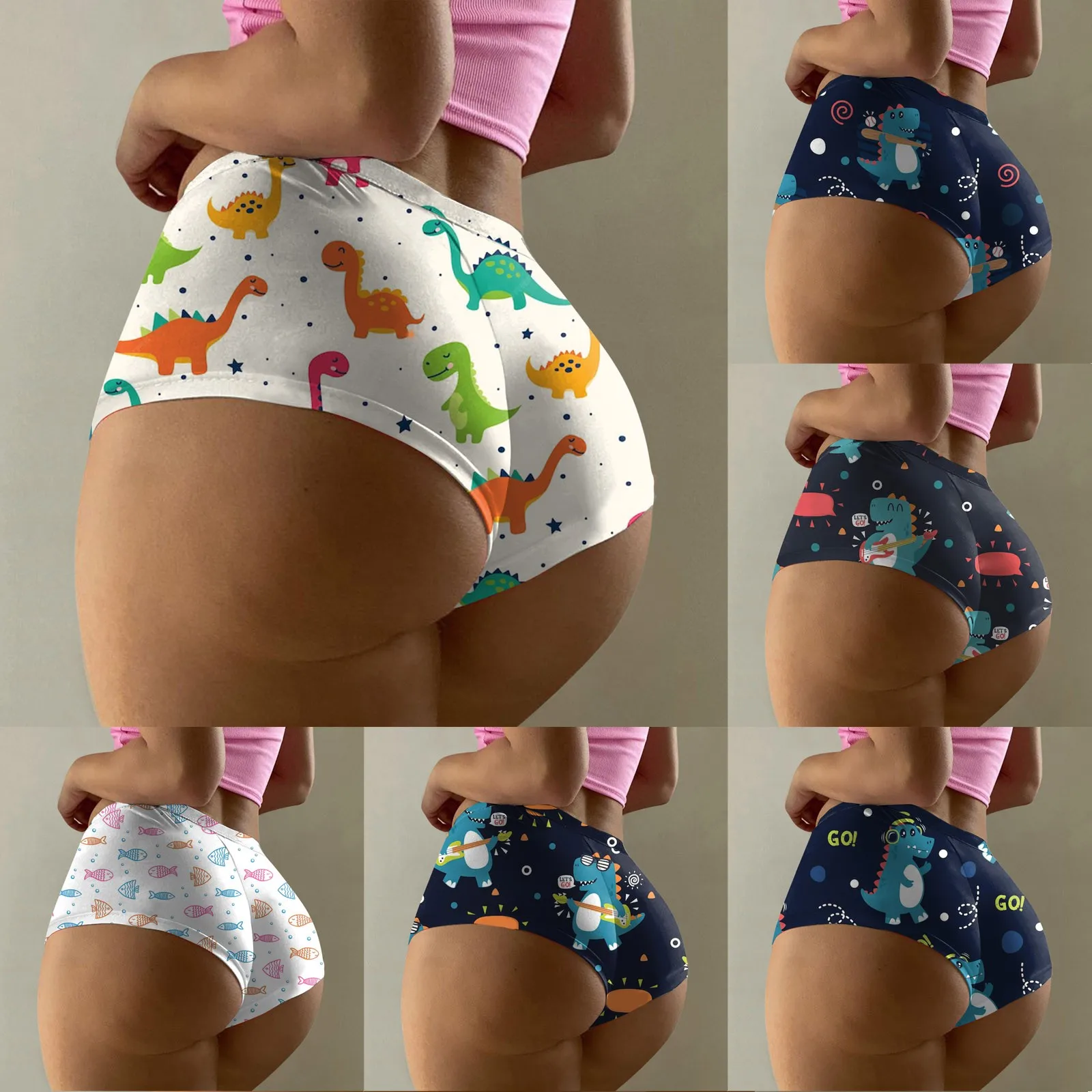 Sexy Lingerie Panties For Women Women'S Fashion Sexy High Wais Underwear Printed Seamless Breathable Calzones Para Mujer