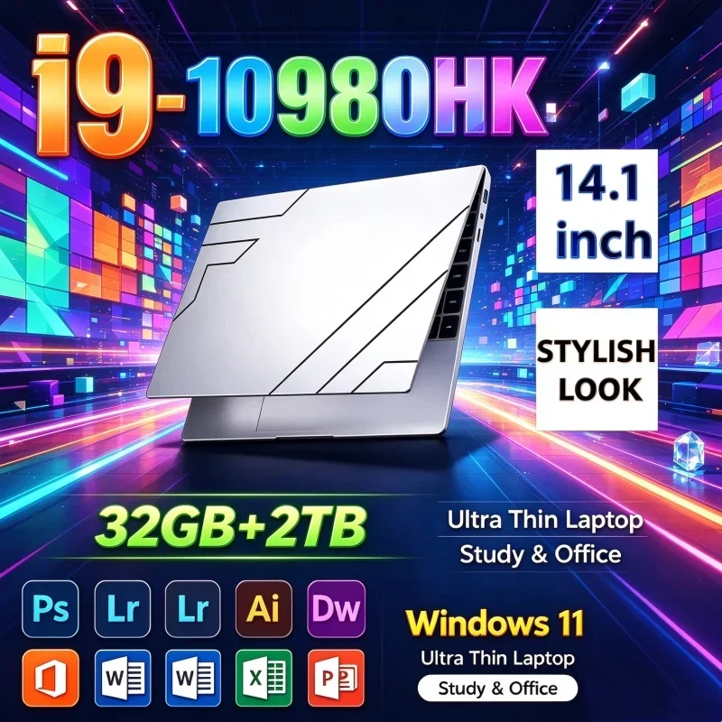 Intel Core I9 10980HK Fluid Laptop 14.1" 32GB RAM 2TB SSD Gaming PC Office Study Computer PC Windows 11 1920x1080 HD