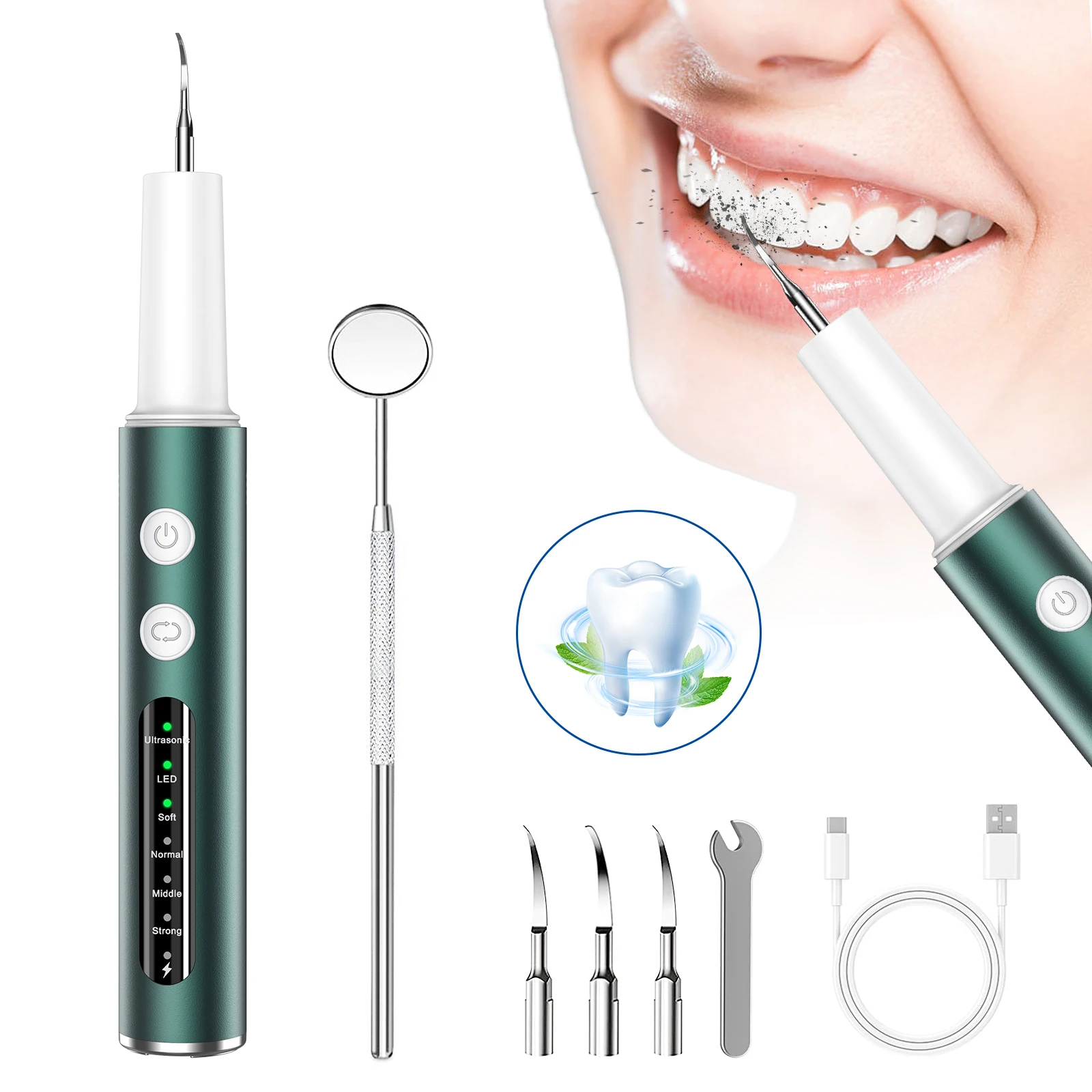 Oral Tooth Whitening Portable Teeth Stain Scaler Plaque Tartar Calculus Remover Electric Tooth Cleaner
