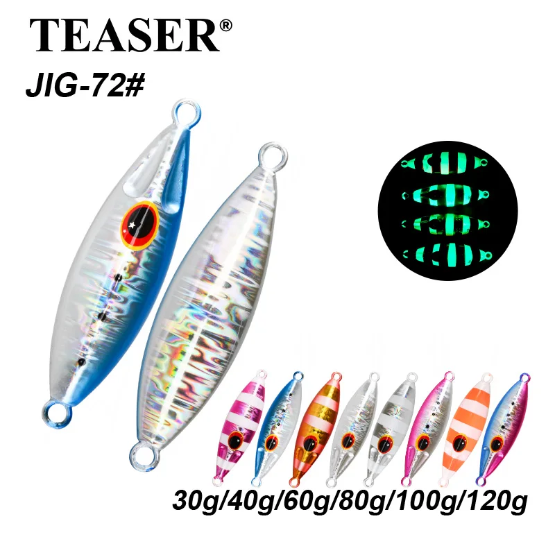 TEASER J72 Slow Bee Slow Pitch Jig 30g 60g 80g 100g Uferköder zum Jiggen Leuchtköder für Salzwasser-Angeln
