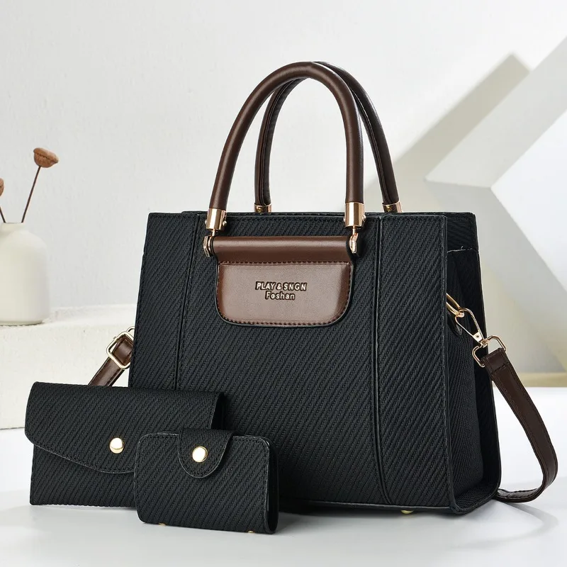 

3Piece Set Women's Versatile Handbag Fashionable Commuter Crossbody Bag Trendy Shoulder Bag Mothers Elegant PU Leather Bags